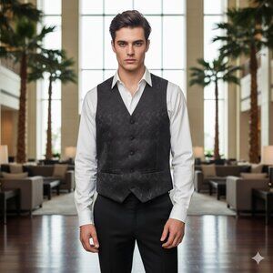 Paul Malone Black Paisley Vest Size Large